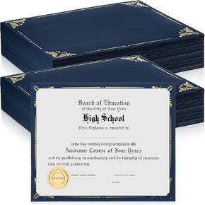 Geosar 200 Pack Certificate Holders Diploma Holders Office Certificate Covers Bulk Document Letter Size Diploma Covers for 8.5 x 11 Inch Paper(Black with Gold Foil Border)