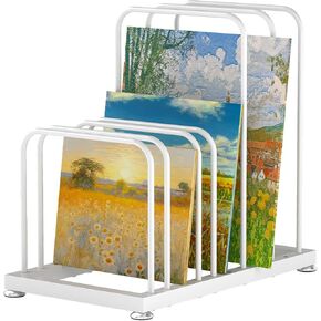Art Storage Rack,Tabletop Art Rack,Metal Canvas Storage Rack, Artist Storage & Drying for Canvas Frame Drawing Board,Prints, Panels, Paintings Display,White
