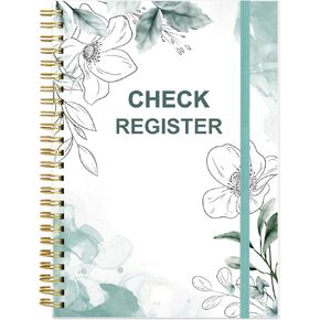 Check Registers for Personal Checkbook - A5 Checkbook Register for Personal Checkbook, Expense Ledger Book for Personal and Small Business, Rose Leaf
