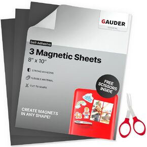 Gauder Magnetic Sheets مع دعم لاصق (4 "× 6") | صفائح مغناطيسية سوداء | صفائح مغناطيسية لاصقة (5 قطع)