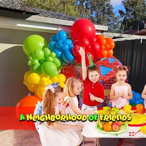 Sesame Friend Friends Decortations 150+ PCS Cartoon موضوع البالون الأساسي بلون إكليل أكياس أحمر اللون الأزرق الأزرق الصفراء الأخضر اللاتكس القوس للطفل لوازم عيد ميلاد الطفل in Kuwait