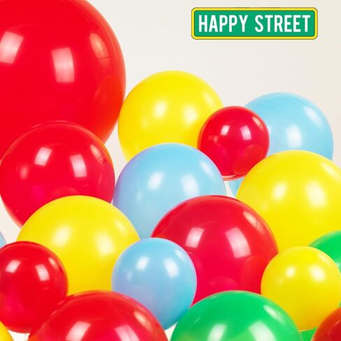 Sesame Friend Friends Decortations 150+ PCS Cartoon موضوع البالون الأساسي بلون إكليل أكياس أحمر اللون الأزرق الأزرق الصفراء الأخضر اللاتكس القوس للطفل لوازم عيد ميلاد الطفل in Kuwait