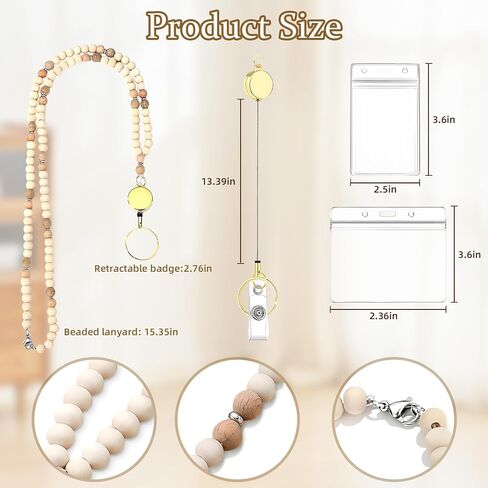 Wooden Beaded Lanyard - Retractable Lanyards for ID Badges and Keys in Saudi Arabia