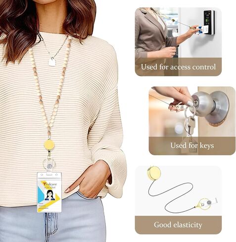 Wooden Beaded Lanyard - Retractable Lanyards for ID Badges and Keys in Saudi Arabia