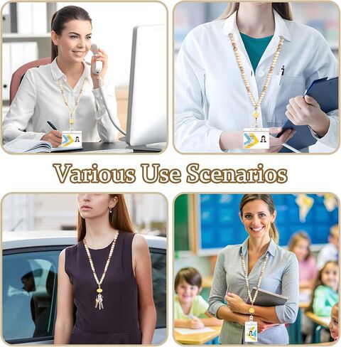 Wooden Beaded Lanyard - Retractable Lanyards for ID Badges and Keys in Saudi Arabia