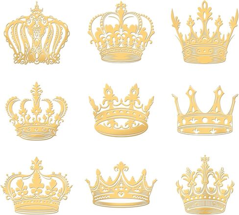 OLYCRAFT 9pcs 1.6x1.6 Inch Crown Pattern Stickers Crown Metal Sticker Self Adhesive Gold Stickers Metal Gold Stickers for Scrapbooks DIY Resin Crafts Phone & Water Bottle Decoration in Kuwait