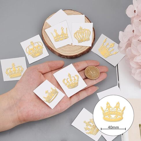 OLYCRAFT 9pcs 1.6x1.6 Inch Crown Pattern Stickers Crown Metal Sticker Self Adhesive Gold Stickers Metal Gold Stickers for Scrapbooks DIY Resin Crafts Phone & Water Bottle Decoration in Kuwait