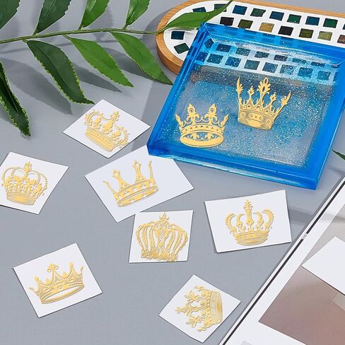 OLYCRAFT 9pcs 1.6x1.6 Inch Crown Pattern Stickers Crown Metal Sticker Self Adhesive Gold Stickers Metal Gold Stickers for Scrapbooks DIY Resin Crafts Phone & Water Bottle Decoration in Kuwait