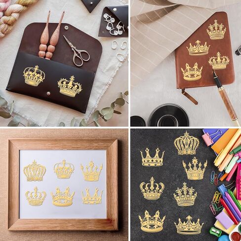 OLYCRAFT 9pcs 1.6x1.6 Inch Crown Pattern Stickers Crown Metal Sticker Self Adhesive Gold Stickers Metal Gold Stickers for Scrapbooks DIY Resin Crafts Phone & Water Bottle Decoration in Kuwait