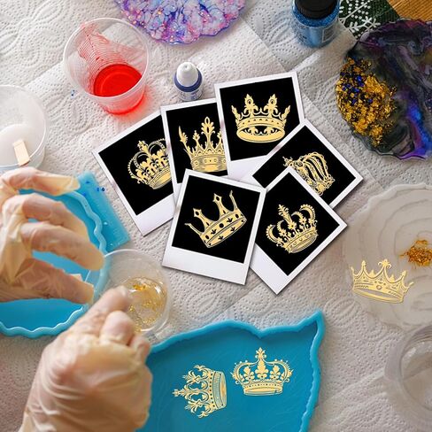 OLYCRAFT 9pcs 1.6x1.6 Inch Crown Pattern Stickers Crown Metal Sticker Self Adhesive Gold Stickers Metal Gold Stickers for Scrapbooks DIY Resin Crafts Phone & Water Bottle Decoration in Kuwait