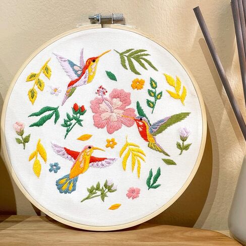 Yutaohui Bird Embroidery Kit for Adult Beginners, Printed Cross Stitch Kit for Craft Beginners with Cute Bird Floral Print, Includes Embroidered Hoop Yarn Needle and Instructions Value Conflicts in Saudi Arabia