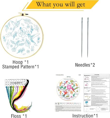 Yutaohui Bird Embroidery Kit for Adult Beginners, Printed Cross Stitch Kit for Craft Beginners with Cute Bird Floral Print, Includes Embroidered Hoop Yarn Needle and Instructions Value Conflicts in Saudi Arabia