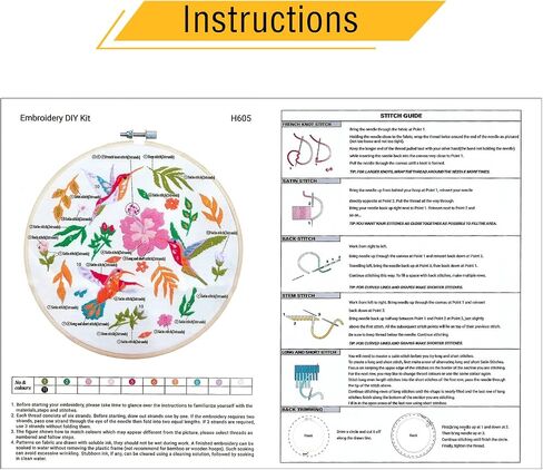 Yutaohui Bird Embroidery Kit for Adult Beginners, Printed Cross Stitch Kit for Craft Beginners with Cute Bird Floral Print, Includes Embroidered Hoop Yarn Needle and Instructions Value Conflicts in Saudi Arabia