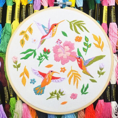 Yutaohui Bird Embroidery Kit for Adult Beginners, Printed Cross Stitch Kit for Craft Beginners with Cute Bird Floral Print, Includes Embroidered Hoop Yarn Needle and Instructions Value Conflicts in Saudi Arabia