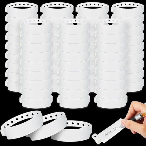 Henoyso 300 Pcs Hospital Wristbands White Plastic Wristbands for Events Medical Patient Bracelet Vinyl Bracelet Waterproof ID for Events Party Hospital in Kuwait