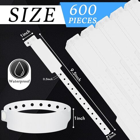 Henoyso 300 Pcs Hospital Wristbands White Plastic Wristbands for Events Medical Patient Bracelet Vinyl Bracelet Waterproof ID for Events Party Hospital in Kuwait