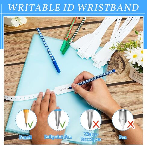 Henoyso 300 Pcs Hospital Wristbands White Plastic Wristbands for Events Medical Patient Bracelet Vinyl Bracelet Waterproof ID for Events Party Hospital in Kuwait
