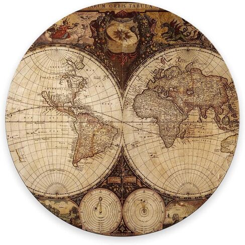 Mouse Pad, Premium-Textured Small Round Mousepad 7.9 x 7.9 x 0.12 Inch, Anti-Slip Rubber Mouse Mat, Pretty Cute Mouse Pad for Office Home Gaming Laptop Men Women, Vintage World Map in Saudi Arabia