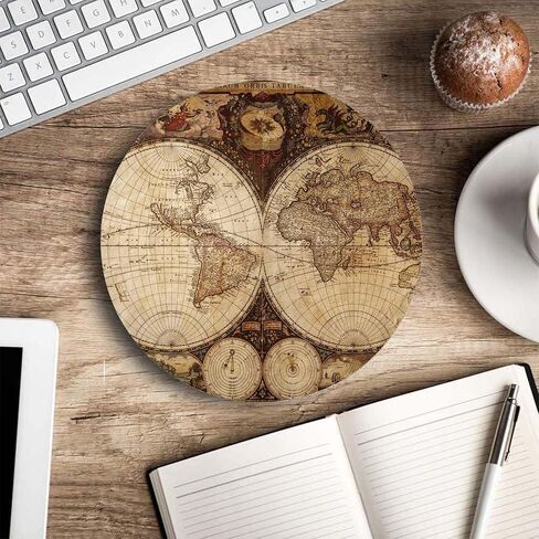 Mouse Pad, Premium-Textured Small Round Mousepad 7.9 x 7.9 x 0.12 Inch, Anti-Slip Rubber Mouse Mat, Pretty Cute Mouse Pad for Office Home Gaming Laptop Men Women, Vintage World Map in Saudi Arabia