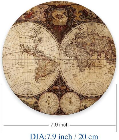 Mouse Pad, Premium-Textured Small Round Mousepad 7.9 x 7.9 x 0.12 Inch, Anti-Slip Rubber Mouse Mat, Pretty Cute Mouse Pad for Office Home Gaming Laptop Men Women, Vintage World Map in Saudi Arabia