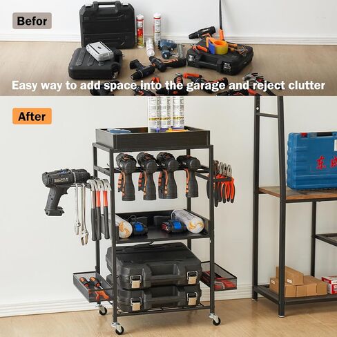 Tool Organizer Cart, Garage Floor Rolling Storage Cart on Wheels for Mechanic, Mobile 6 Drill, Tool Box Utility Cart in Saudi Arabia
