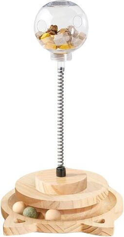 لعبة Cat Treat Treat Treat Dispenser ، مع Catnip ، Roller Track Track Cats Toys Indoor Indoor Kinting ، Cat Food Toy Solid Wood Reling (لأغذية القط الأصغر) in Kuwait