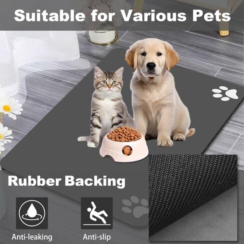 PET حصيرة - امتصاص الكلاب والقطط والقطط وعاء الماء حصيرة - لا بقع ، سهلة نظيفة ، غير قابلة للانزلاق ، جافة سريعة - أزرق ، مخلب الكلب - 16x24 بوصة in Kuwait