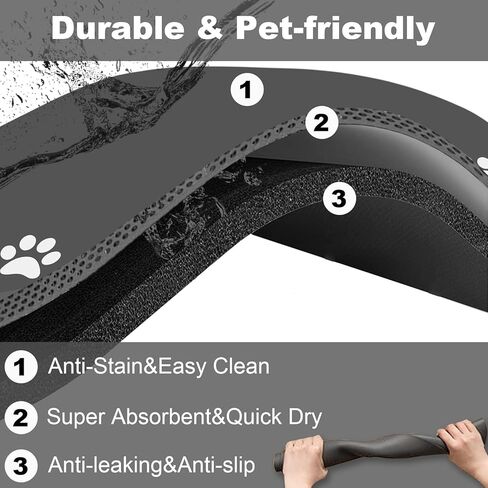 PET حصيرة - امتصاص الكلاب والقطط والقطط وعاء الماء حصيرة - لا بقع ، سهلة نظيفة ، غير قابلة للانزلاق ، جافة سريعة - أزرق ، مخلب الكلب - 16x24 بوصة in Kuwait