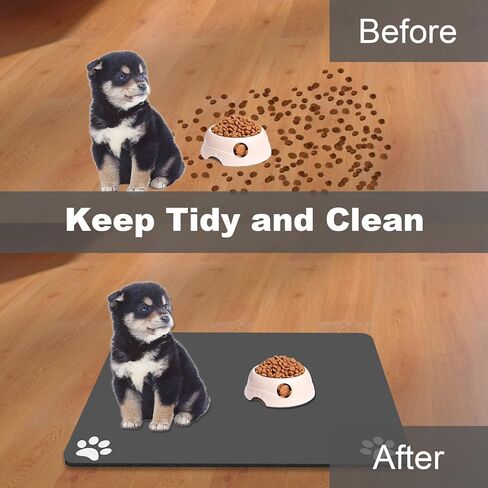 PET حصيرة - امتصاص الكلاب والقطط والقطط وعاء الماء حصيرة - لا بقع ، سهلة نظيفة ، غير قابلة للانزلاق ، جافة سريعة - أزرق ، مخلب الكلب - 16x24 بوصة in Kuwait