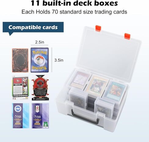 Trading Card Storage Box: Card Case Holder Organizer for 800+ Pokemon, MTG, Yugioh, TCG Cards with 11 Individual Starter Deck Box Each Holds 70 Cards in Saudi Arabia