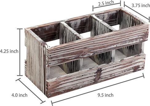 MyGift 3-Compartment Torched Solid Wood Desktop Office Supplies Caddy Pen Pencil Cup Holder Desk Organizer, Makeup Brush Art and Paint Brush Holder in Saudi Arabia