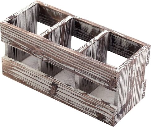 MyGift 3-Compartment Torched Solid Wood Desktop Office Supplies Caddy Pen Pencil Cup Holder Desk Organizer, Makeup Brush Art and Paint Brush Holder in Saudi Arabia