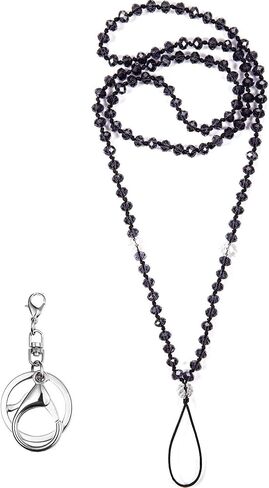 AMUU 1 Pack Necklace Lanyard for id Badge Holder,Keys,Cell Phone, Women's Strong Neck Lanyards with Mmetal Hook Fashion Beautiful Bead Chain Necklaces Bluish Green in Saudi Arabia