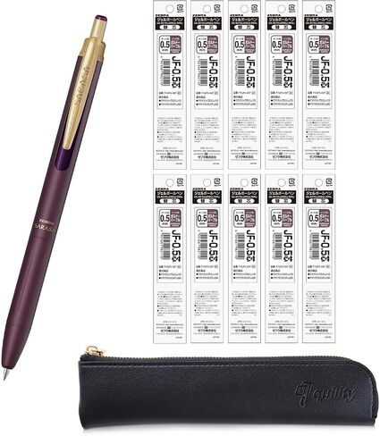ZEBRA SARASA GRAND Gel Ballpoint Pen 0.5mm Bordeaux Purple + 10 Refills, original Black slim pen case in Saudi Arabia