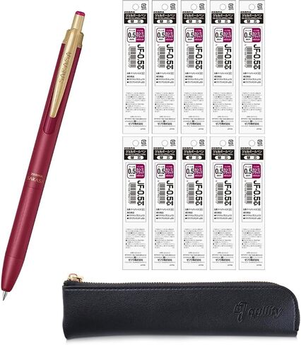 ZEBRA SARASA GRAND Gel Ballpoint Pen 0.5mm Bordeaux Purple + 10 Refills, original Black slim pen case in Saudi Arabia