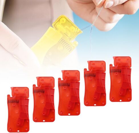 Automatic Needle Threaders for Hand Sewing, 2024 Premium Simple Needle Threader Tool for Sewing Needle Device, Self-Thread Guide Sewing Accessories for Hand Stitching (Yellow 5 Pcs) in Saudi Arabia