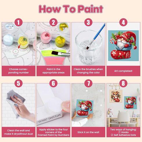 رسم كاريكاتوري لعيد الميلاد بواسطة مجموعات الأرقام للأطفال المبتدئين البالغين ، 4 Pack Diy Kids Paint by Number Budge مع صور ملونة مؤطرة على الرقم على القماش الأكريليك. in Saudi Arabia