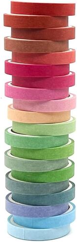 20 Rolls Washi Tape Set, Washi Tape Colorful Masking Tape 3 meters long and 7.5mm Wide,bullet log decoration, card making, scrapbook, planner, DIY packaging. in Saudi Arabia