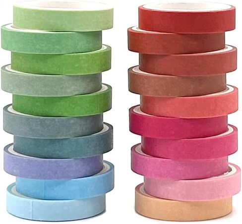 20 Rolls Washi Tape Set, Washi Tape Colorful Masking Tape 3 meters long and 7.5mm Wide,bullet log decoration, card making, scrapbook, planner, DIY packaging. in Saudi Arabia
