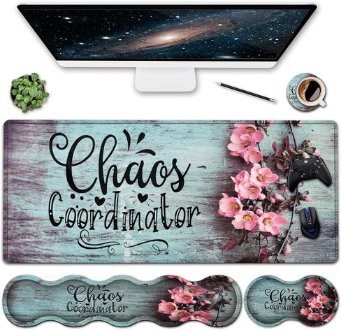 Ergonomics Keyboard Mouse Pad Set, Memory Foam Keyboard Wrist Rest Support,XXL Extended Big Wireless Gaming Mouse Mat 31.5x11.8 in Desk Pad, Philippians 4:13 & Red Flowers Large Mouse Pad in Kuwait