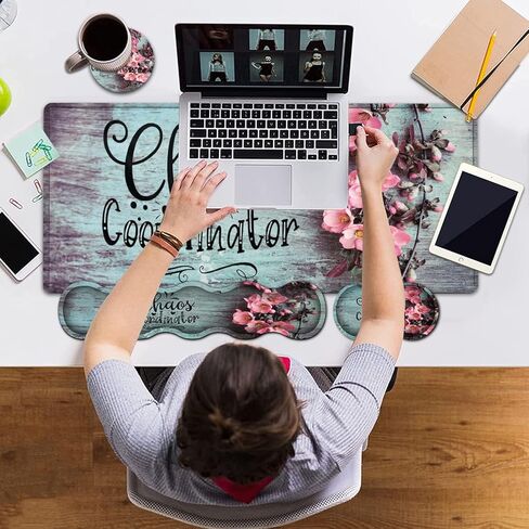 Ergonomics Keyboard Mouse Pad Set, Memory Foam Keyboard Wrist Rest Support,XXL Extended Big Wireless Gaming Mouse Mat 31.5x11.8 in Desk Pad, Philippians 4:13 & Red Flowers Large Mouse Pad in Kuwait