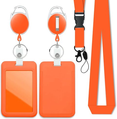 Black Badge Holder with Retractable Reel and Breakaway Lanyard，Badge Clips Retractable Heavy Duty Badge Reel，Keychain，ID Holder with Breakaway Lanyard for School Nurse Office in Kuwait