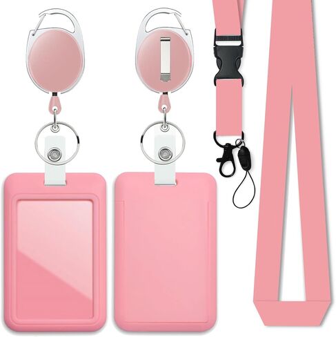 Black Badge Holder with Retractable Reel and Breakaway Lanyard，Badge Clips Retractable Heavy Duty Badge Reel，Keychain，ID Holder with Breakaway Lanyard for School Nurse Office in Kuwait