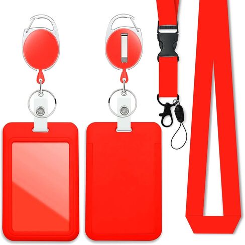 Black Badge Holder with Retractable Reel and Breakaway Lanyard，Badge Clips Retractable Heavy Duty Badge Reel，Keychain，ID Holder with Breakaway Lanyard for School Nurse Office in Kuwait