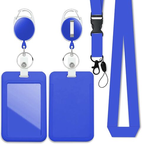 Black Badge Holder with Retractable Reel and Breakaway Lanyard，Badge Clips Retractable Heavy Duty Badge Reel，Keychain，ID Holder with Breakaway Lanyard for School Nurse Office in Kuwait