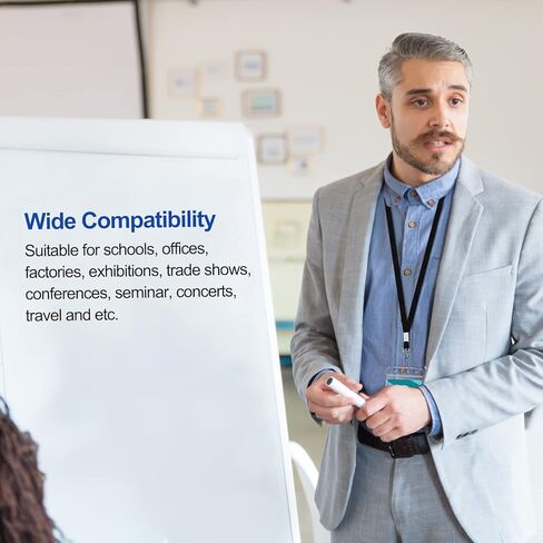 100Pcs Flat lanyards for ID Badge Durable Neck Lanyards with Swivel Hook, Comfortable Neck Straps lanyards with Badge Clip, Black in Kuwait