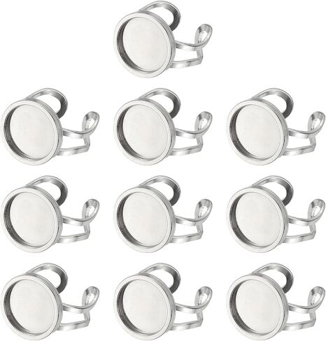 PATIKIL Stainless Ring Blank, 12mm 10 Pcs Adjustable Finger Ring Blank Base Bezel Trays Flat Pad Tray for Jewelry Making Finding DIY Carvings, Gold in Saudi Arabia