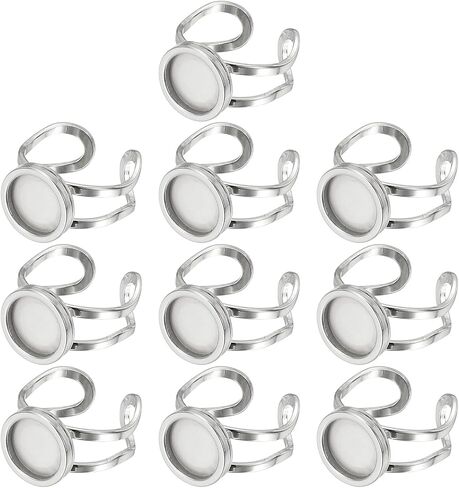 PATIKIL Stainless Ring Blank, 12mm 10 Pcs Adjustable Finger Ring Blank Base Bezel Trays Flat Pad Tray for Jewelry Making Finding DIY Carvings, Gold in Saudi Arabia