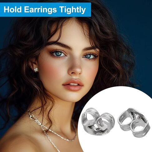 PATIKIL 2 Pcs Earring Backs, 14K Gold Locking Earring Backs Replacements Hypoallergenic Metal Earring Stopper Secure Locking Charm for Studs, Heavy Droopy Earrings, White Gold in Saudi Arabia