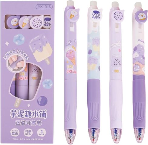 4 أجهزة كمبيوتر قابلة للاحتفال بمسح قابلة للاحتفال بحبر الهلام ، أقلام كاريكاتورية باندا أقلام 0.5 ملم نقطة زرقاء الحبر الحبر أقلام مدرسة النساء الفتيات الأولاد أكيام أكيام (باندا الأزرق الزرقاء) in Kuwait